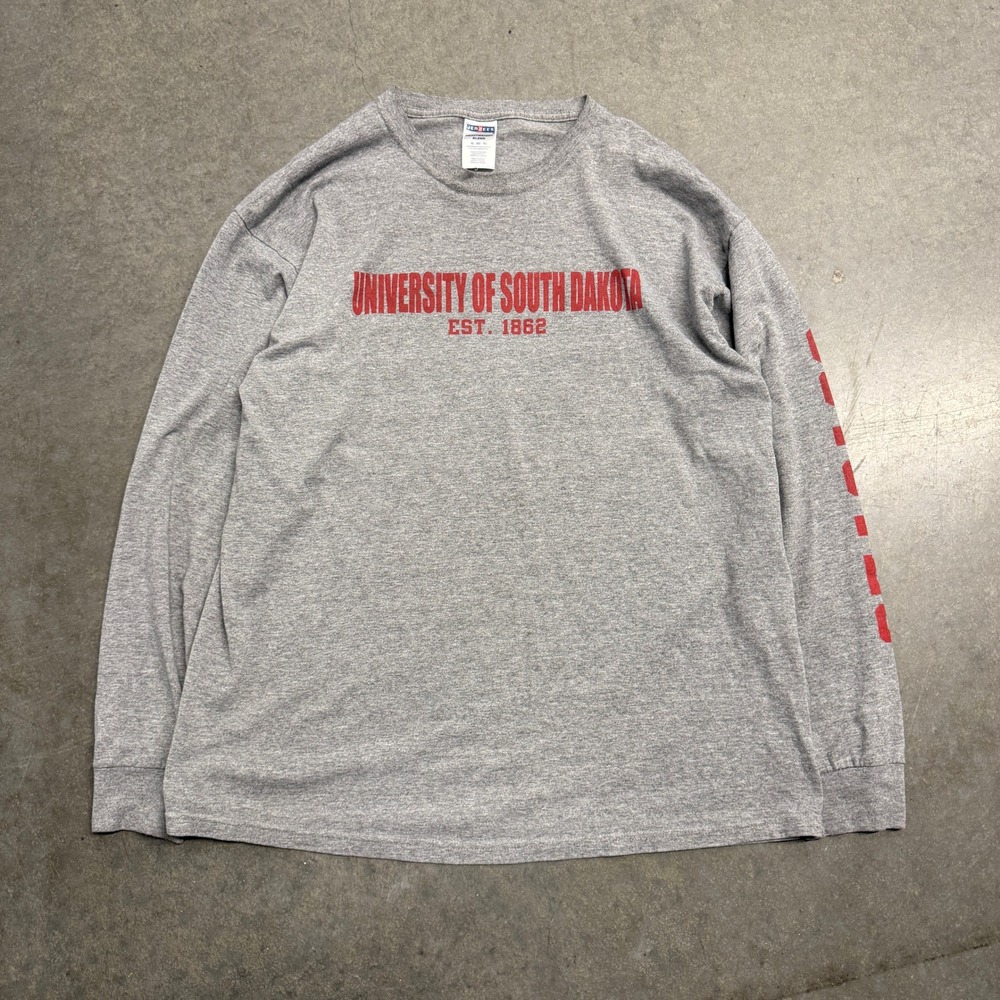 Jerzees University of South Dakota Coyotes Long Sleeve Shirt XL Gray USD 1862